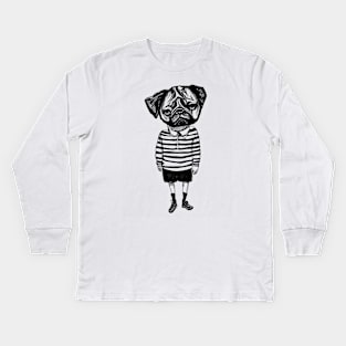 Pugsley the Pug Begging Kids Long Sleeve T-Shirt